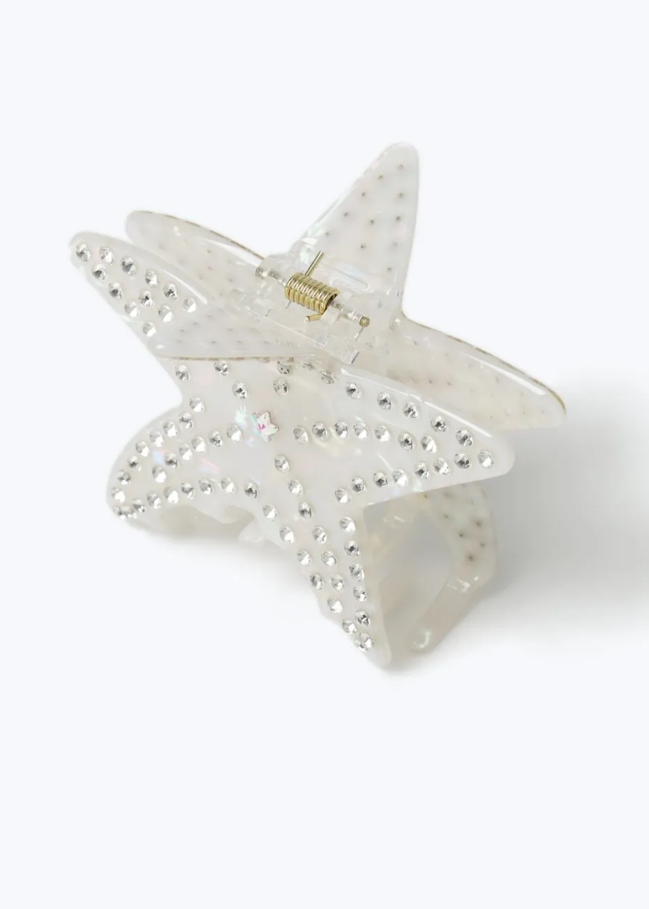 Muse White Starfish Claw Clip