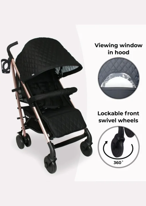 My Babiie Black Billie Faiers Rose Gold Quilted Stroller