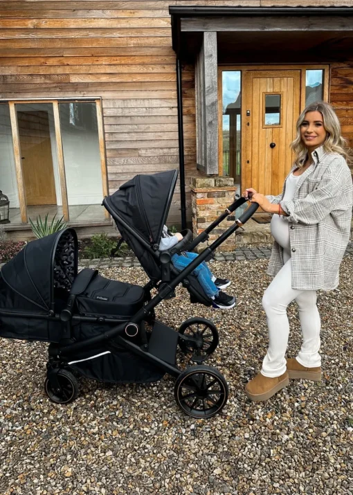 My Babiie Black Leopard Print Dani Dyer Tandem Pushchair