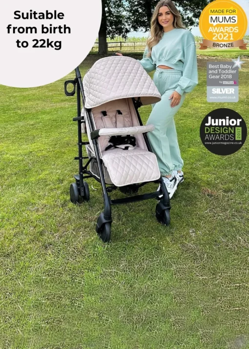 My Babiie Cream Dani Dyer Quilted Lightweight Stroller