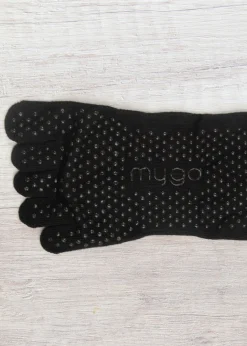 Myga Black Gripped Yoga Toe Socks 3-Pack