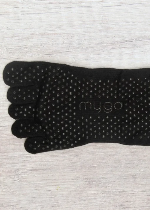 Myga Black Gripped Yoga Toe Socks 3-Pack