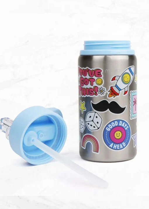 Myga Blue Emoji Childrens Metal Water Bottle