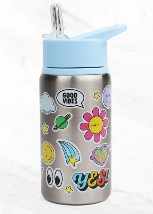 Myga Blue Emoji Childrens Metal Water Bottle