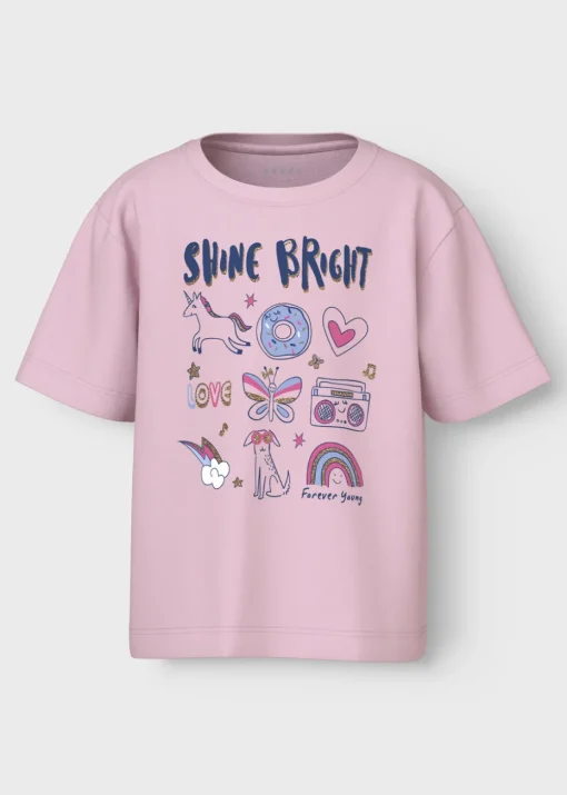 Name It Girls Pink Shine Bright T-Shirt (1.5-8yrs)