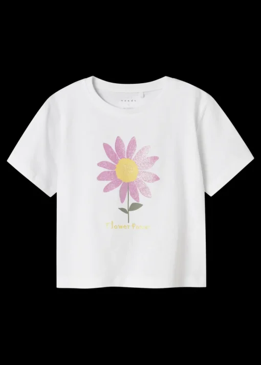 Name It Girls White Flower T-Shirt (1.5-8yrs)