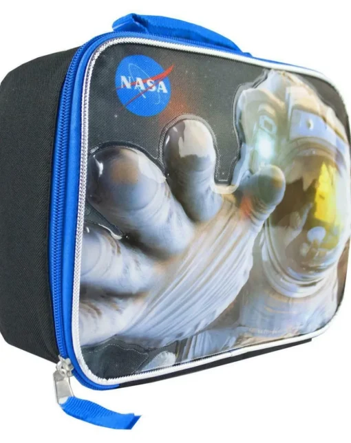 NASA Space Astronaut Kids School Zipped Compartment Black Lunch Box