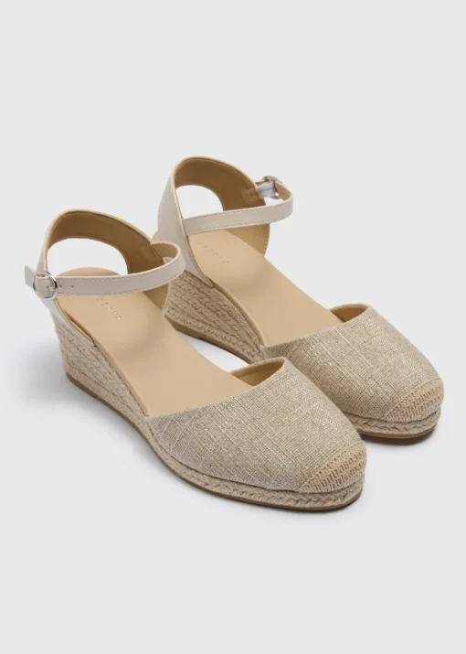 Natural Linen Look Closed Toe Espadrilles