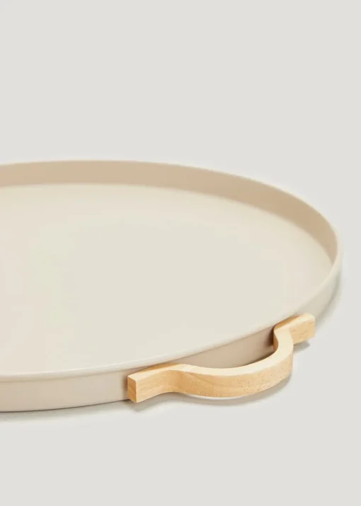 Natural Round Metal Tray
