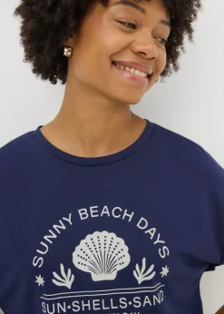 Navy Beach Slogan T-Shirt