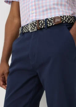 Navy Belted Chino Trousers