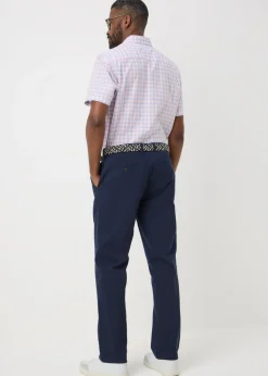 Navy Belted Chino Trousers