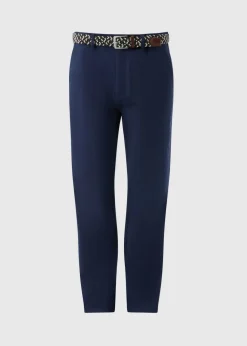 Navy Belted Chino Trousers