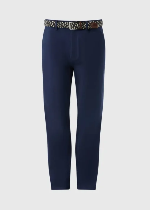 Navy Belted Chino Trousers