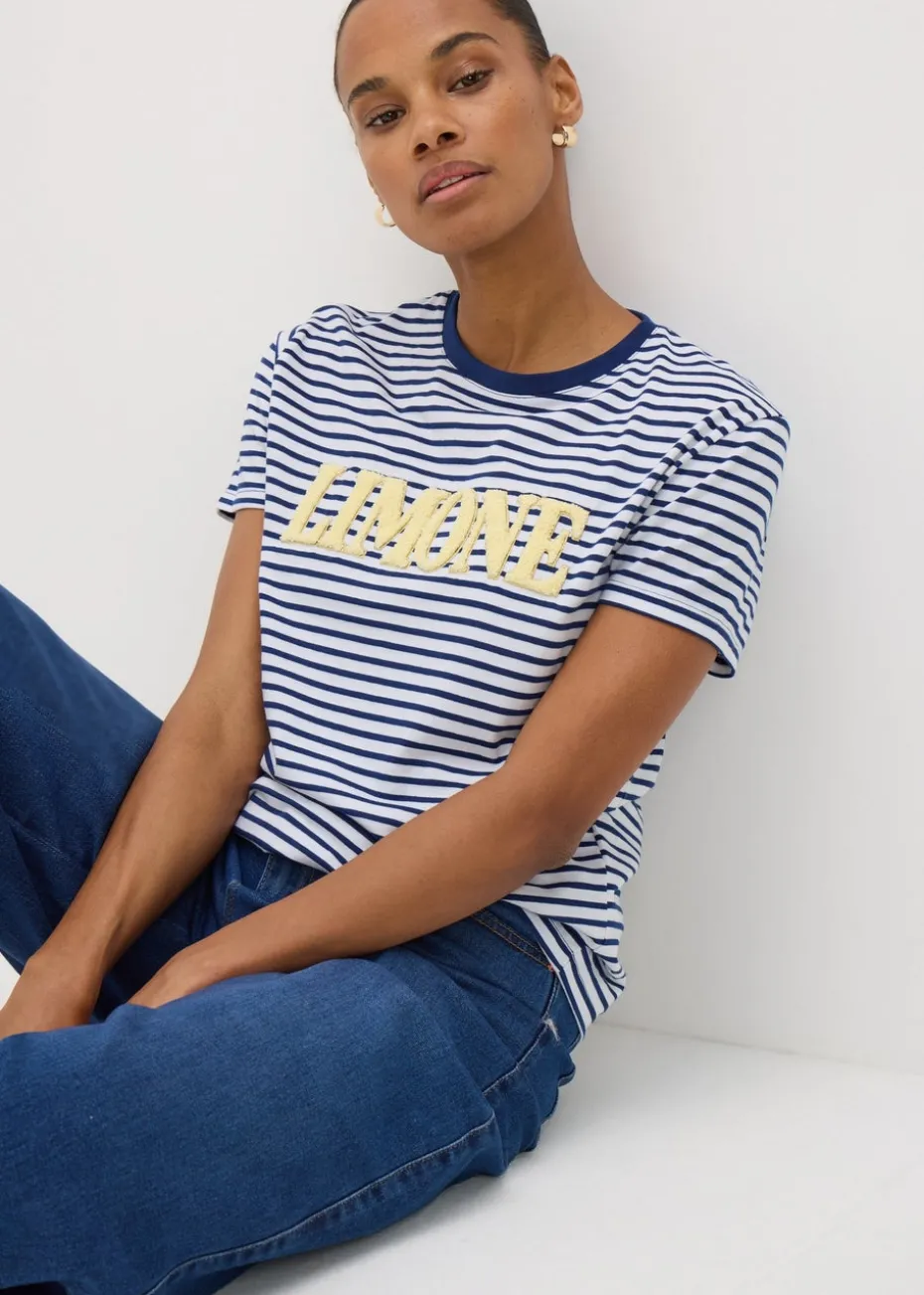 Navy Boucle Limone Stripe T-Shirt