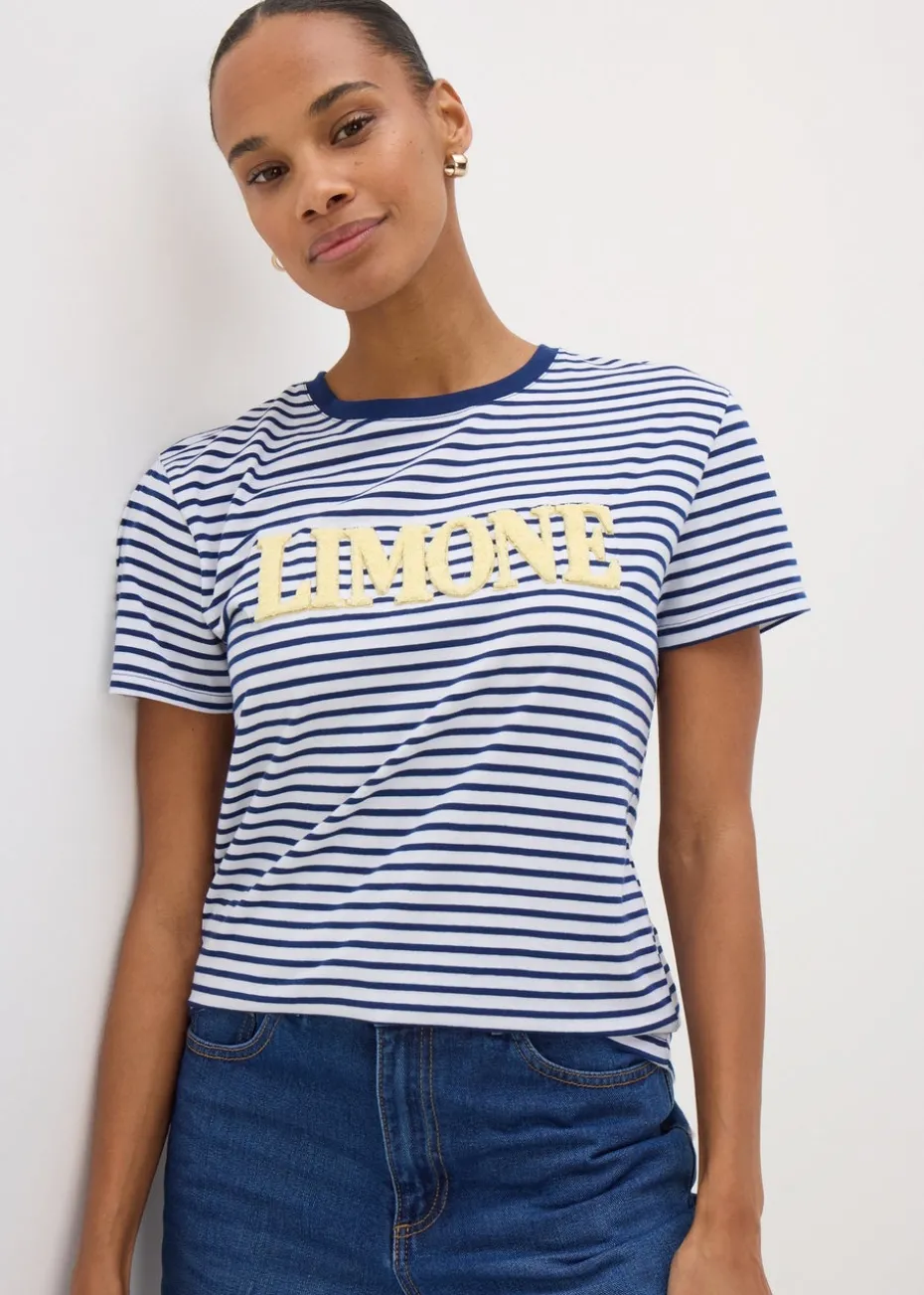 Navy Boucle Limone Stripe T-Shirt