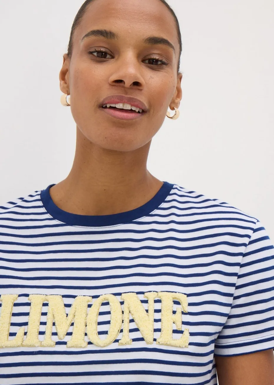 Navy Boucle Limone Stripe T-Shirt