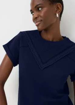 Navy Broderie T-Shirt