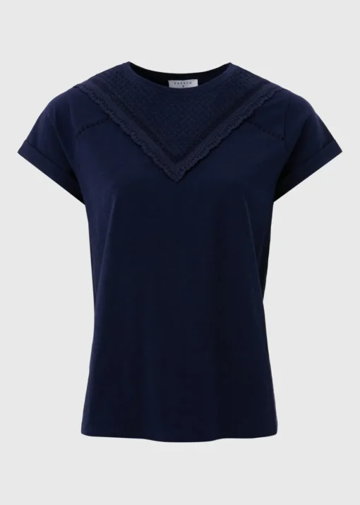 Navy Broderie T-Shirt