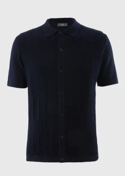 Navy Cable Polo Shirt