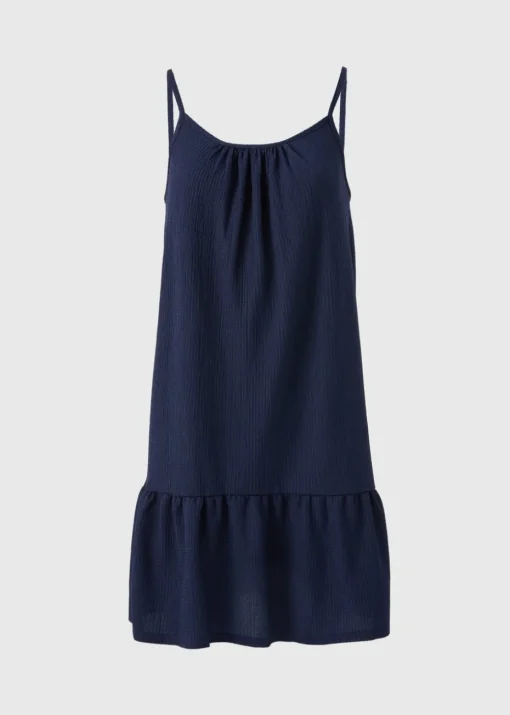Navy Crinkle Cami Mini Dress