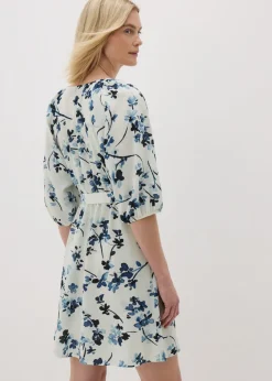 Navy Ditsy Floral Belted Mini Tea Dress
