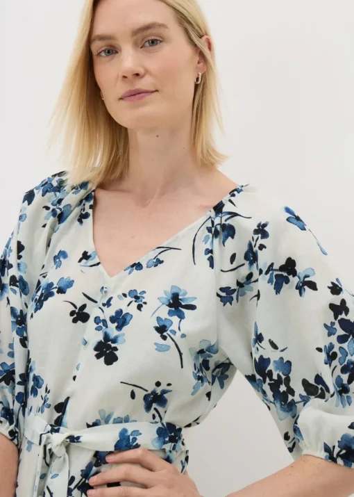 Navy Ditsy Floral Belted Mini Tea Dress