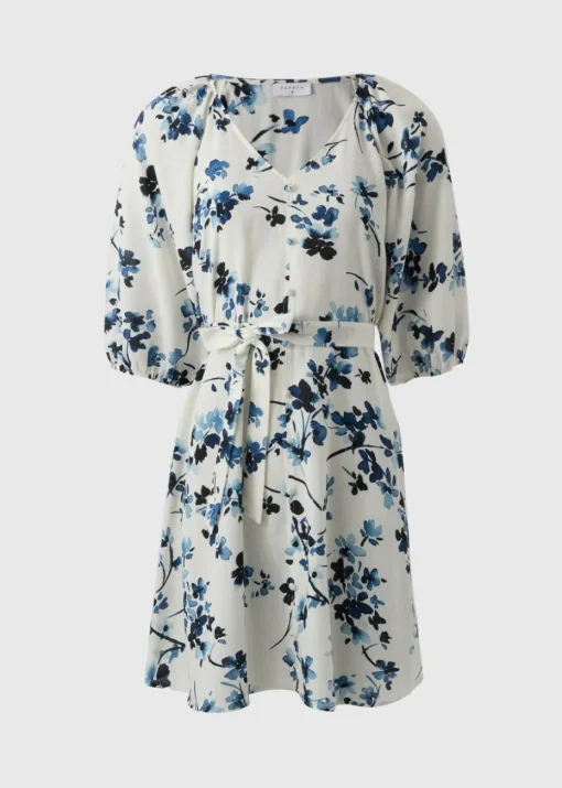 Navy Ditsy Floral Belted Mini Tea Dress
