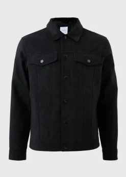 Navy Faux Suede Trucker Jacket