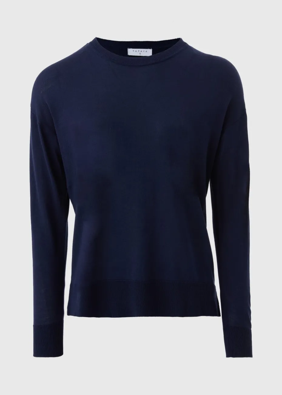 Navy Fine Gauge Long Sleeve Jumper
