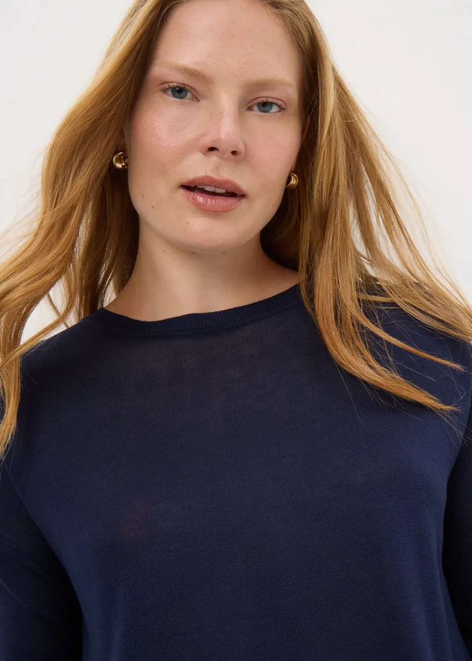 Navy Fine Gauge Long Sleeve Jumper