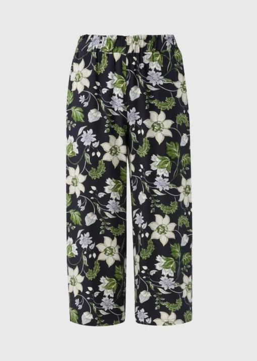 Navy Floral Cropped Trousers