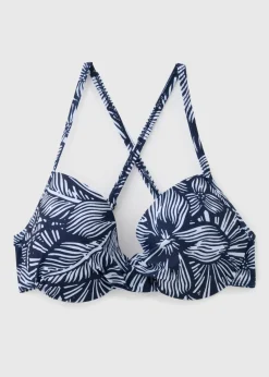Navy Floral Cupped Bikini Top