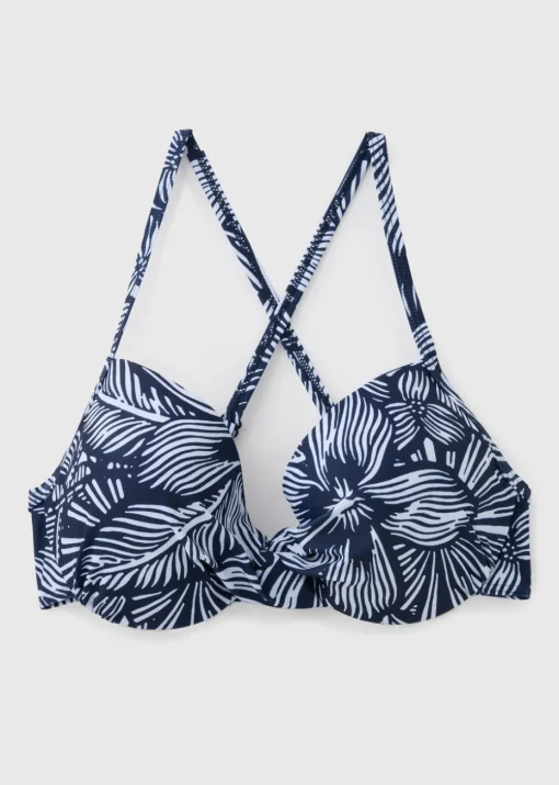Navy Floral Cupped Bikini Top