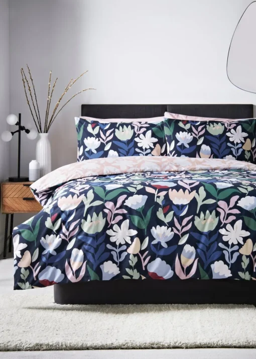 Navy Floral Design Duvet Set
