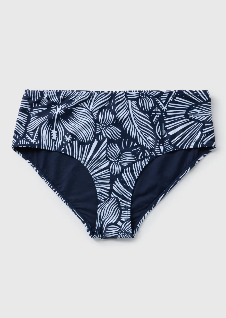 Navy Floral Midi Bikini Bottoms
