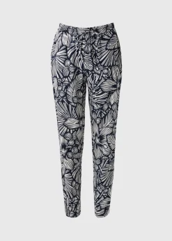 Navy Floral Tapered Trousers