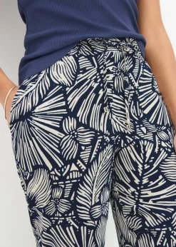 Navy Floral Tapered Trousers