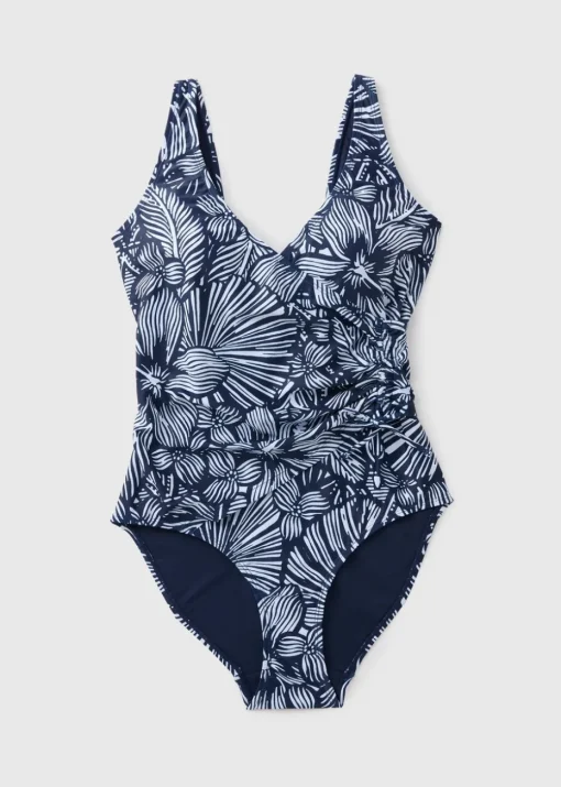 Navy Floral Wrap Swimsuit