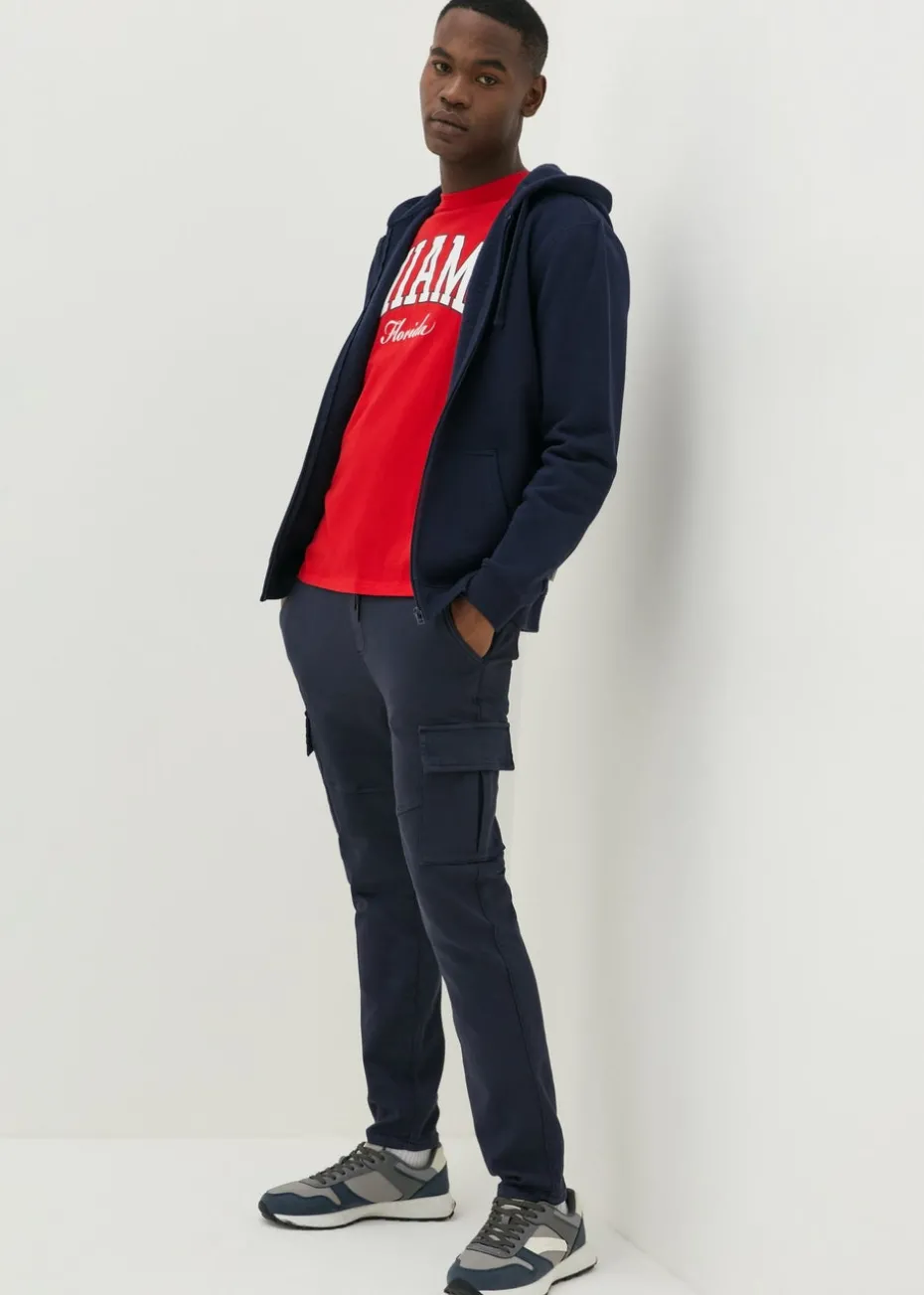 Navy Knitted Cargo Trousers