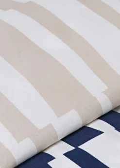 Navy Linear Geometric Duvet Set