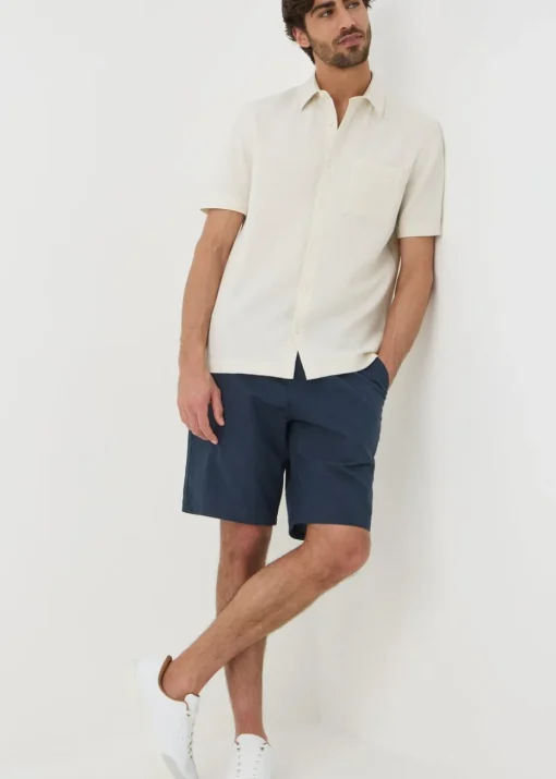 Navy Linen Chino Shorts