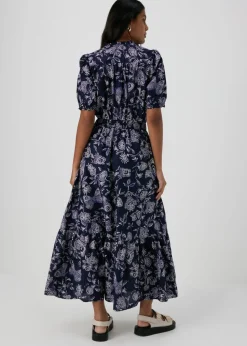 Navy Paisley Midi Dress