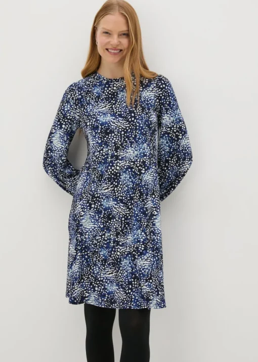 Navy Patterned Mini Dress