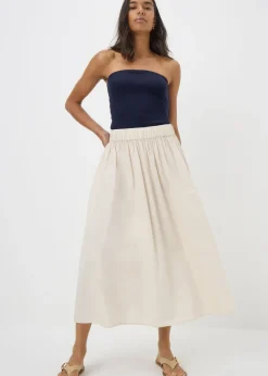 Navy Ribbed Bandeau Top