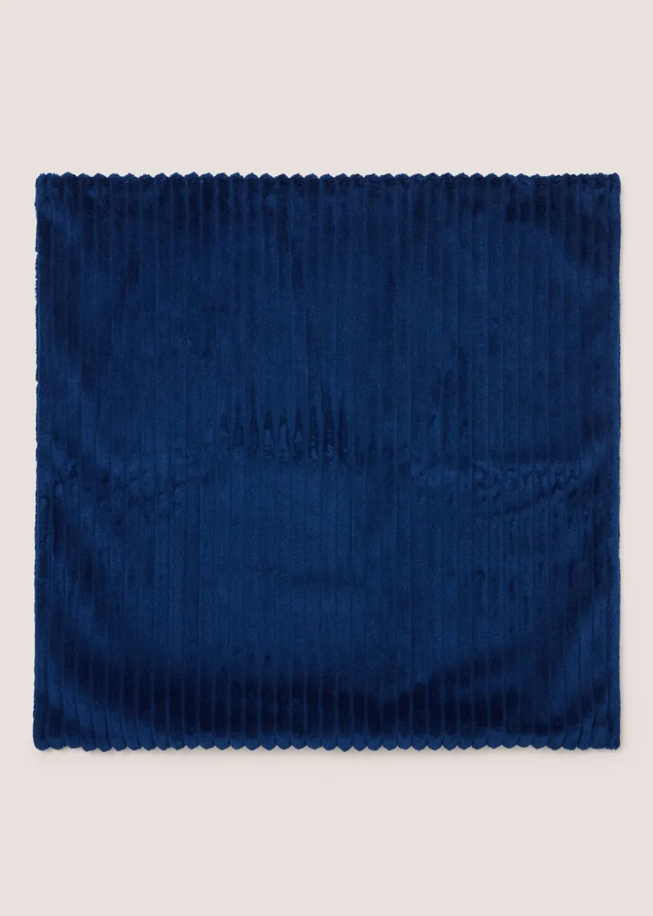 Navy Ribbed Cushion Cover