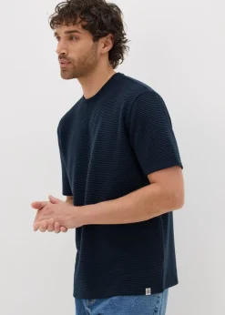 Navy Ribbed Texture T-Shirt