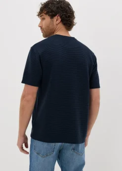 Navy Ribbed Texture T-Shirt