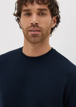 Navy Ribbed Texture T-Shirt