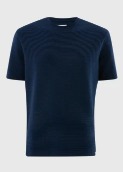 Navy Ribbed Texture T-Shirt
